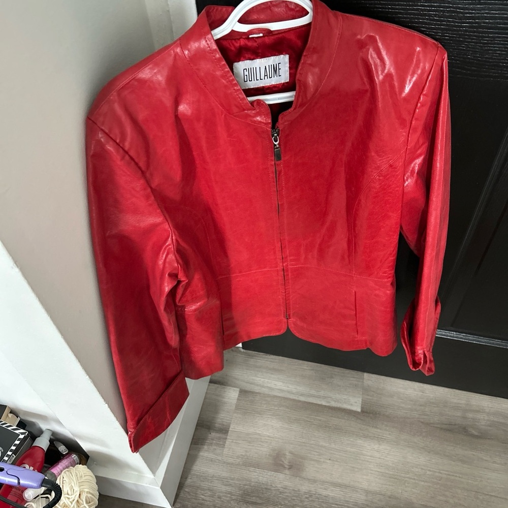 Women's Red Leather Jacket